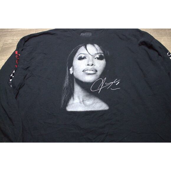 FRCHS x Aaliyah Share My World Tour 1997 Women’s Black Long Sleeve Shirt Sz 3X - Picture 2 of 7